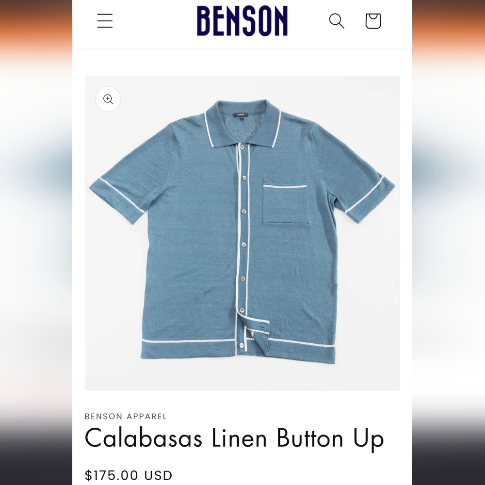 《 Benson 》NWOT Linen Retro Button Down